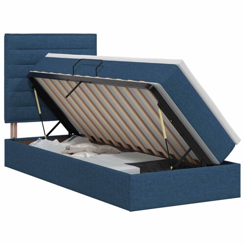 vidaXL Lit avec rangement et matelas Bleu 90 x 200 cm tissu