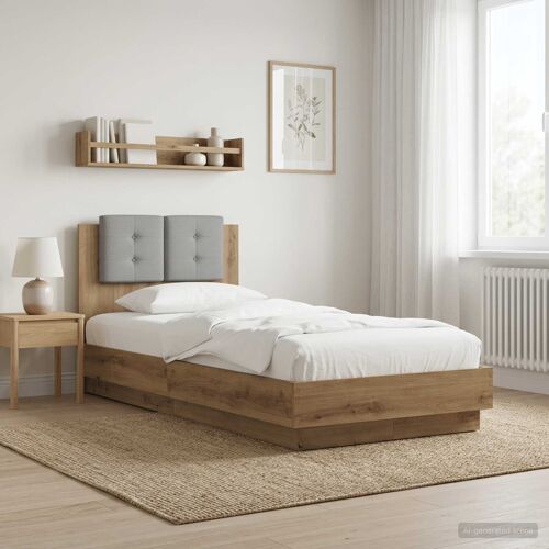 vidaXL Cadre de lit avec tête de lit Chêne artisanal 80 x 200 cm