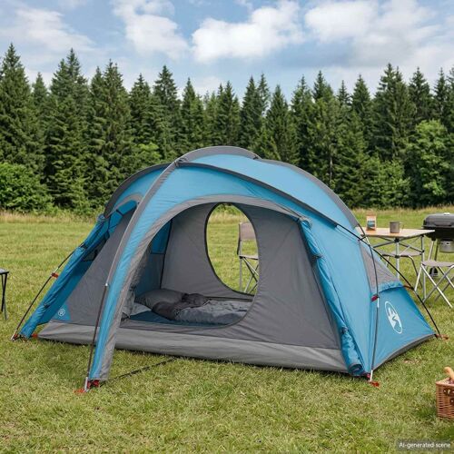 Vidaxl Tente De Trekking Avec Housse De Pluie Résistante À L'eau Bleu
