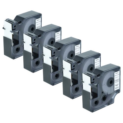 vhbw 5x Rubans compatible avec Dymo Rhino 6000, 5000, 5200, 4200, 3000, 1000 imprimante d'étiquettes 5,5m x 19mm Noir sur Blanc, Vinyle