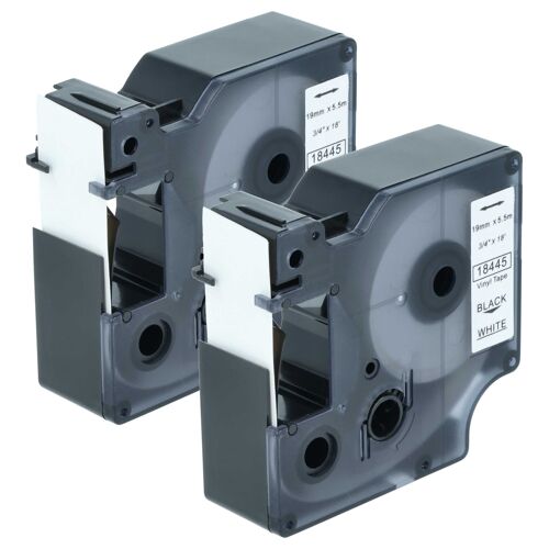 vhbw 2x Rubans compatible avec Dymo Rhino 6000, 5000, 5200, 4200, 3000, 1000 imprimante d'étiquettes 5,5m x 19mm Noir sur Blanc, Vinyle