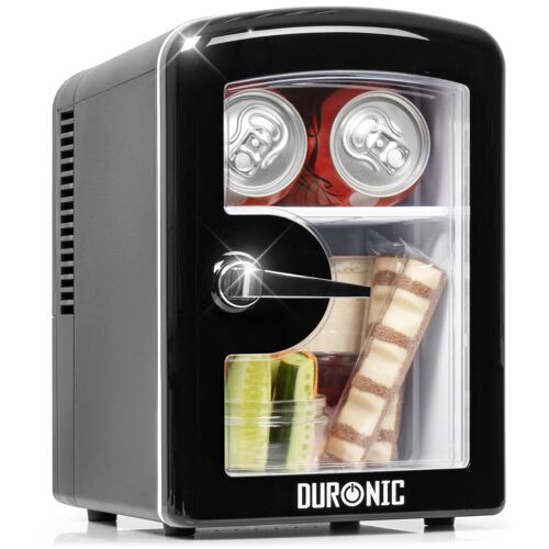 Duronic MFW4 BK Mini réfrigérateur 42W 4 litres Jusqu'à 6 cannettes Refrigerateur pour Snacks boisson lait maternel cosmétique médicament Maintien au chaud Bureau chambre voiture camping bateau