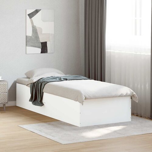 vidaXL Cadre de lit au sol Blanc 80 x 200 cm Bois d'ingénierie