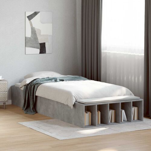 vidaXL Cadre de lit avec rangement avec étagère Gris béton 80 x 200 cm