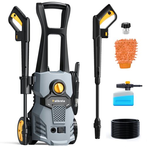 Nettoyeur Haute Pression Portable Électrique 1500W, 150 Bars, Tuyau 7 m, Buse Réglable, Idéal pour Voiture Terrasse Jardin et Maison