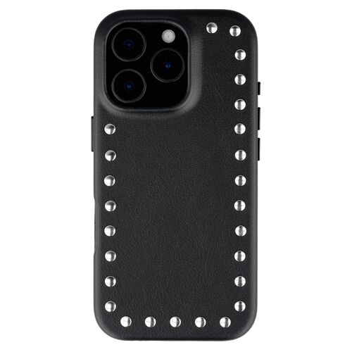 Selencia Coque arrière Studs avec MagSafe iPhone 16 Pro Velvet Black