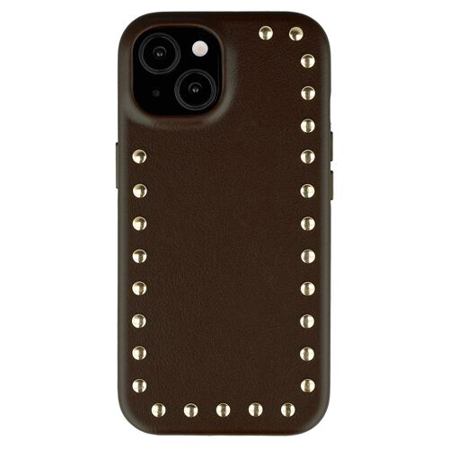 Selencia Coque arrière Studs avec MagSafe iPhone 15 Cacao Crush