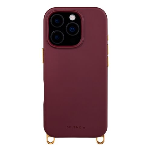 Selencia Coque arrière Rivièra avec MagSafe avec crochets amovibles iPhone 16 Pro Max Bold Burgundy