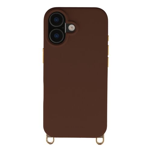 Selencia Coque arrière Rivièra avec MagSafe avec crochets amovibles iPhone 16 Choco Brown