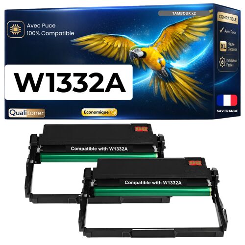 2x W1332A 332A tambours d'image compatibles pour HP Laser 408dn Laser MFP 432fdn Noir 2 x 30000 pages
