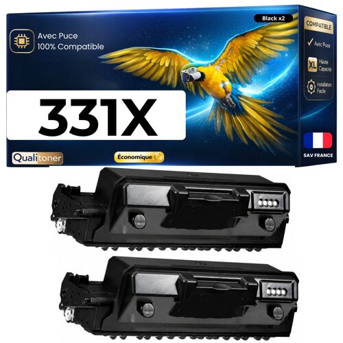W1331X 331X lot 2 toners compatible pour HP Laser 408dn Laser MFP 432fdn Noirs avec puce rendement 2 x 15000 pages
