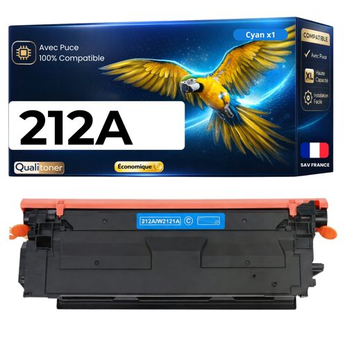 W2121A 212A toner Cyan compatible pour HP Color LaserJet Enterprise M554dn M555dn M555x 4500 pages