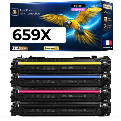 W2010X W2011X W2012X W2013X 659X pack 4 toners compatible pour HP M856dn M856x M776dn M776z E85055dn