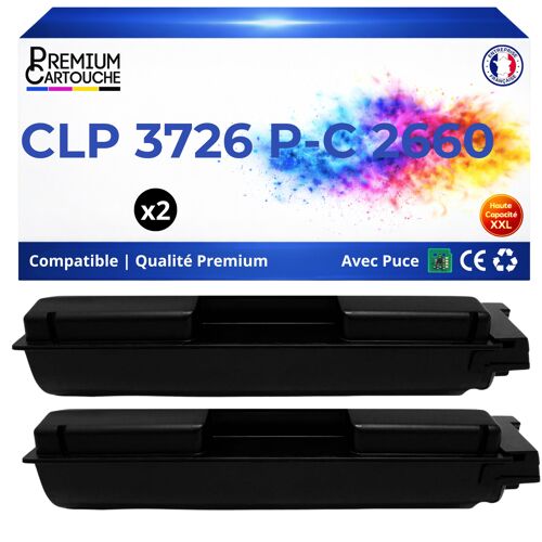 Pack de 2 Toners compatible pour Triumph Adler UTAX 4472610010 CLP 3726 P-C 2660 Noir 7000 Pages