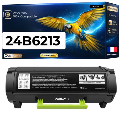 Toner compatible pour Lexmark 24B6213 Noir 10 000 Pages