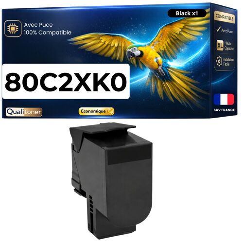 Toner 80C2XK0 compatible pour Lexmark 410 510 CX510 Noir Haute capacité avec puce 8000 pages