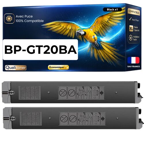 Pack 2 Toner BPGT20BA BP-GT20BA compatible pour Sharp 22 10 20 25 Noir Haute capacité avec puce 18000 pages
