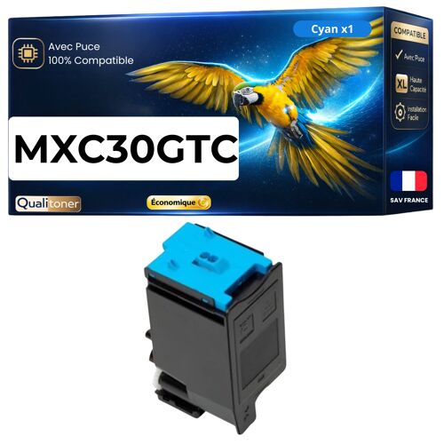 Toner compatible pour Sharp MXC30GTC MX-C30GTC Cyan 6000 Pages