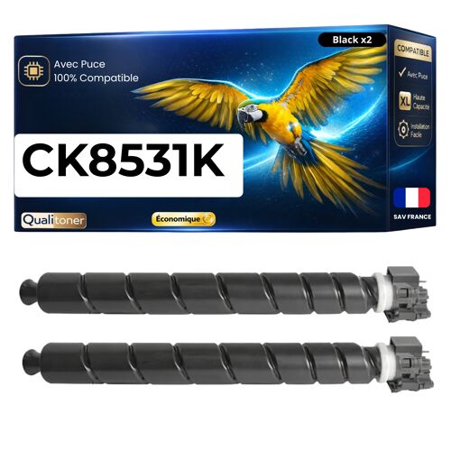 Pack de 2 Toners compatible pour Triumph-Adler CK8531K 1T02XD0UT0 Noir 30000 Pages
