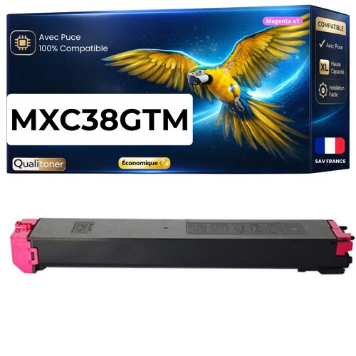 Toner compatible pour Sharp MXC38GTM MX-C38GTM Magenta 10000 Pages