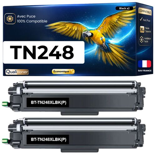Pack de 2 Toners compatible pour Brother TN248XL Noir 3000 Pages