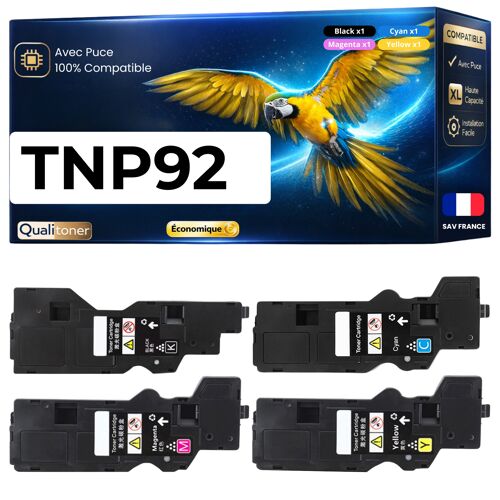 Pack 4 Toner TNP-92K TNP-92C TNP-92M TNP-92Y compatible pour Konica Minolta 3120i Noir et Couleurs