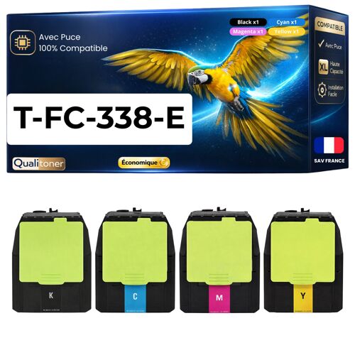 Pack de 4 Toners compatible pour Toshiba T-FC338EK-R T-FC338EC-R T-FC338EM-R T-FC338EY-R Noir et Couleurs