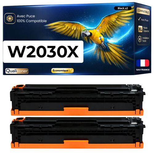 Pack de 2 Toners compatible pour HP 415X W2030X Noir 7500 Pages