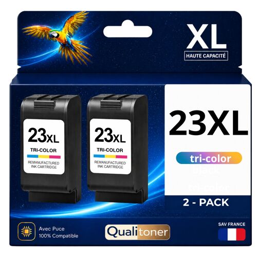 Pack 2 Cartouches 23 C1823AE compatible pour HP Couleur 690 pages Haute capacité avec puce