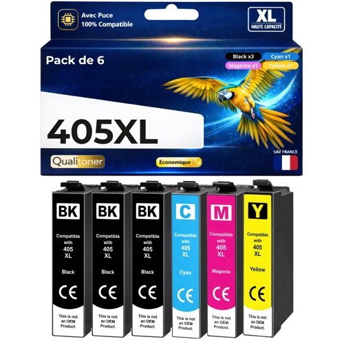 Pack 6 Cartouche 405XL C13T05H14010 C13T05H24010 C13T05H34010 C13T05H44010 VALISE compatible pour Epson Haute capacité avec puce