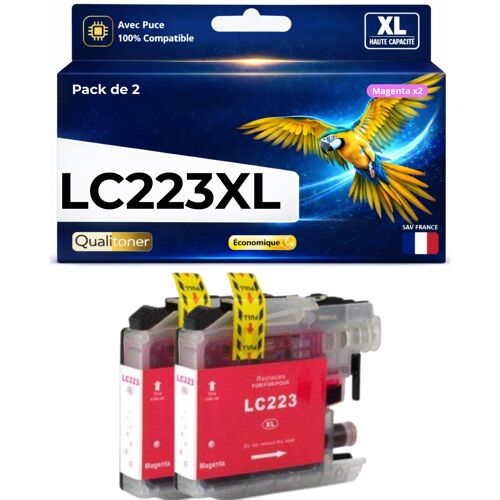 Pack 2 cartouches encre LC223M LC221M compatible pour Brother magenta Haute capacité avec puce 550 pages