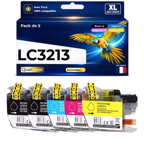 Pack 5 LC3213 BK C M Y LC3211 BK C M Y compatible pour Brother Couleurs Haute capacité avec puce 400 pages