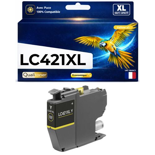 Cartouche LC421XL LC421 XL compatible pour Brother Jaune Haute capacité avec puce 500 pages