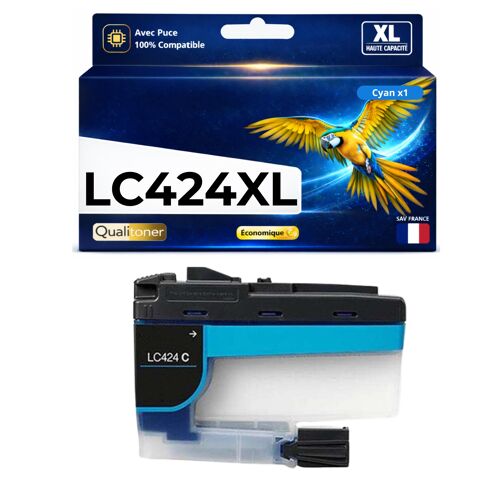 Cartouche LC424C LC424 C compatible pour Brother DCP J1200W Cyan Haute capacité avec puce 750 pages