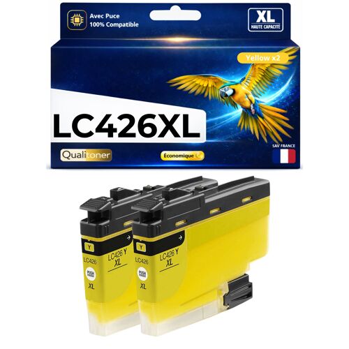 Pack 2 Cartouche LC426XL LC426 XL compatible pour Brother Jaune Haute capacité avec puce 5000 pages