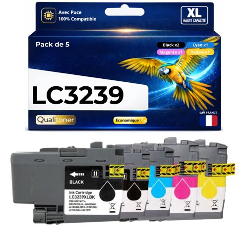 Pack 5 LC3239XL LC3239 XL compatible pour Brother HL J6000DW MFC J6945DW Haute capacité avec puce Noir + Couleurs