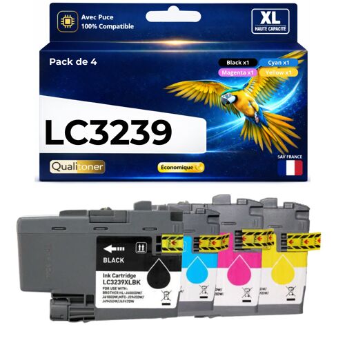 Pack 4 LC3239XL LC3239 XL compatible pour Brother HL J6000DW MFC J6945DW Haute capacité avec puce Noir + Couleurs