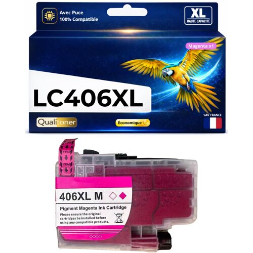 Cartouche LC406XL compatible pour Brother 4335 5855 6555 4535 6955 4345 Magenta 6000 pages Haute capacité avec puce