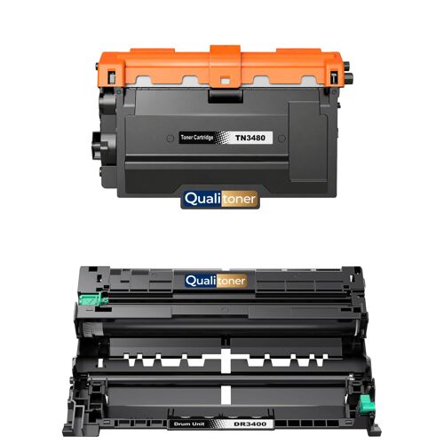 TN3480 TN3430 TN-3480 TN-3430 DR3400 DR-3400 Pack Toner Tambour compatibles Brother Noir avec puce 8000 et 30000 pages