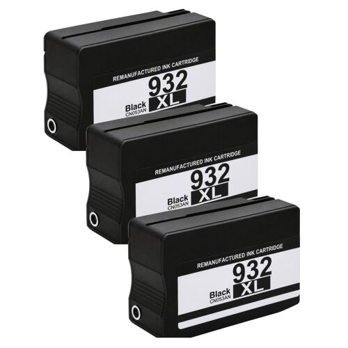 Pack 3 Cartouches 932XL 932 XL compatible pour HP OfficeJet 6100 6600 6700 Noir Haute capacité avec puce 1000 pages