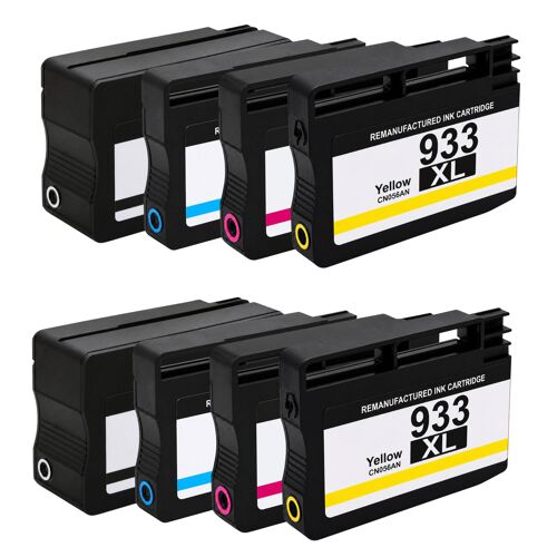 Pack 8 Cartouches 932XL 933XL compatible pour HP OfficeJet 6100 6600 6700 Noir Cyan Magenta Jaune Haute capacité avec puce 1000 pages