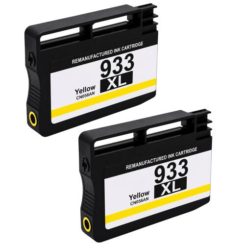 Pack 2 Cartouches 933XL 933 XL compatible pour HP OfficeJet 6100 6600 6700 Jaune Haute capacité avec puce 1000 pages