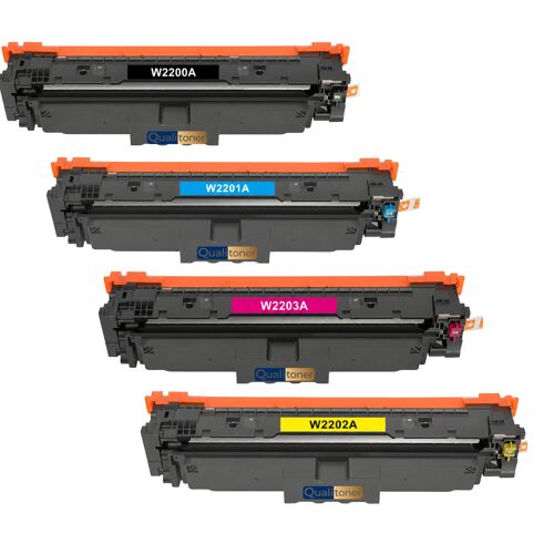Pack 4 Toner W2200X W2201X W2202X W2203X compatible pour HP Noir Cyan Jaune Magenta Haute capacité avec puce