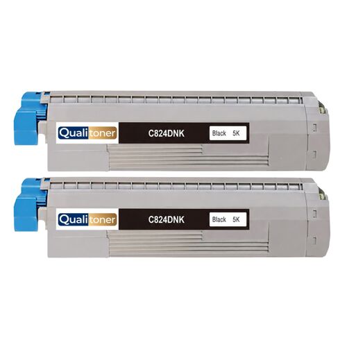47095704 Pack 2 Toners compatibles pour OKI C824 XL C834 XL C844 XL C824n C824dn C834dnw C834nw C844dnw Noir avec puce 5000 pages
