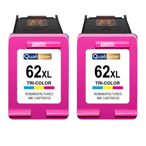 Pack 2 Cartouche 62XL 62 XL C2P06AE C2P07AE compatible pour HP Couleur Haute capacité avec puce 400 pages