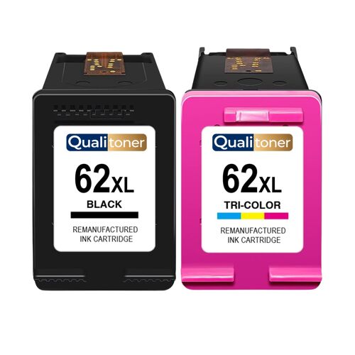 Pack 2 Cartouche 62XL 62 XL C2P04AE C2P06AE compatible pour HP Noir Couleur Haute capacité avec puce