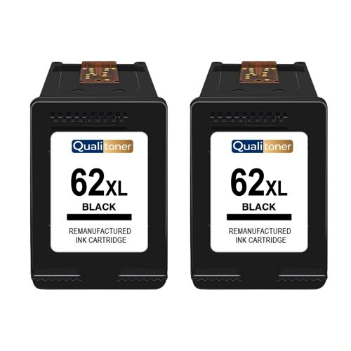 Pack 2 Cartouche 62XL 62 XL C2P04AE C2P05AE compatible pour HP Noir Haute capacité avec puce 600 pages