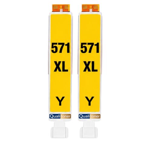 Pack 2 Cartouche CLI-571XL CLI 571XL compatible pour Canon Pixma MG5750 TS5050 Jaune Haute capacité avec puce 680 pages