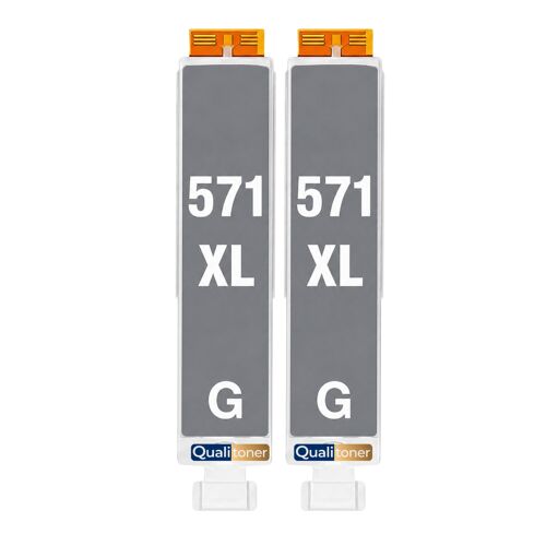 Pack 2 Cartouche CLI-571XL CLI 571XL compatible pour Canon Pixma MG5751 TS8050 Gris Haute capacité avec puce 289 pages