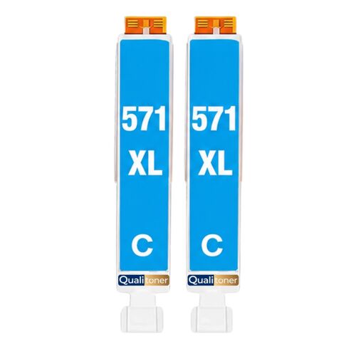 Pack 2 Cartouche CLI-571XL CLI 571XL compatible pour Canon Pixma MG5750 TS5050 Cyan Haute capacité avec puce 680 pages